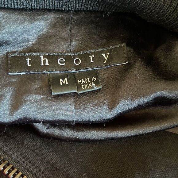 Theory Jacket Womens Black Wool Blend Hooded Zipper Hooded  Paxton Coat Sz M - Picture 7 of 7